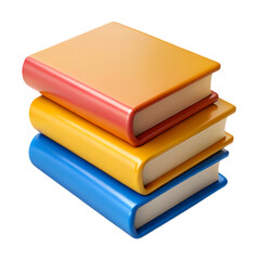 Colorful stack of hardcover books on a transparent background