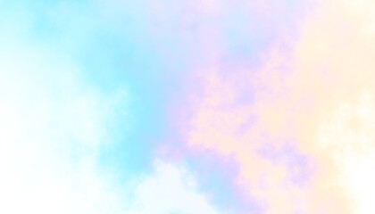 Pastel rainbow colorful soft cloud isolated on transparent background. Heaven unicorn abstract cloudy background