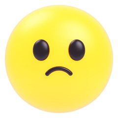 Sad Emoji 3d icon in cartoon plastic style minimal isolated on transparent white background, clipping path	
