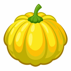 Vibrant Yellow Pattypan Squash Illustration A Fresh and Colorful Depiction of a Summer Vegetable Perfect for Culinary or Agricultural Themed Designs and Educational Materials