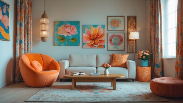 Decorative Accessories such as throw pillows, rugs, curtains, and artwork that customize the space.