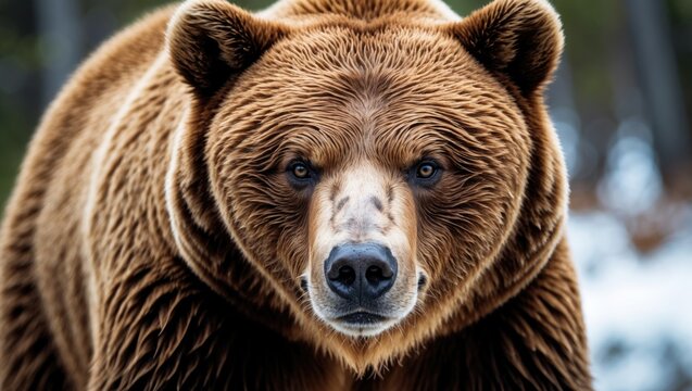Detailed Close-Up of a Brown Bear's Face