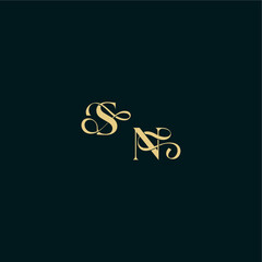 bold concept design elegant and curvy style monogram SN wedding logo initial letter