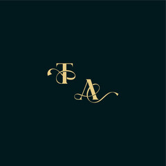 bold concept design elegant and curvy style monogram TA wedding logo initial letter