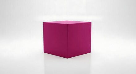 Fototapeta premium Pink cube object centered on white backdrop conveying simplicity and minimalism