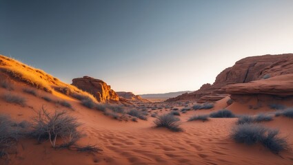 Naklejka premium Vintage desert landscape scene.