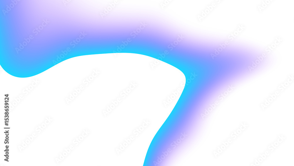Poster Blurred transparent gradient background. Elegant blue wavy line on Transparent png overlay background