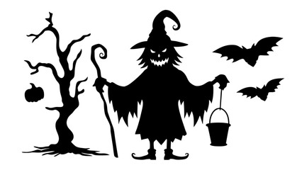 Silhouettes ghost monster character halloween