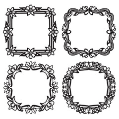 Professional Decorative Vector Floral Frames Set Collection
