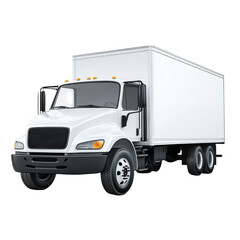 White Delivery Truck for Commercial Use, Ideal for Transporting Goods in Urban Settings on transparent background