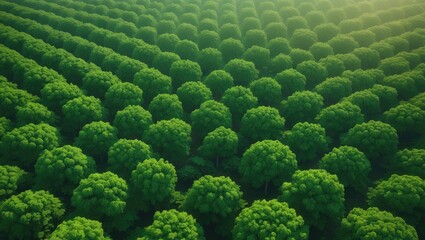 Aerial View of a Eucalyptus Green Forest