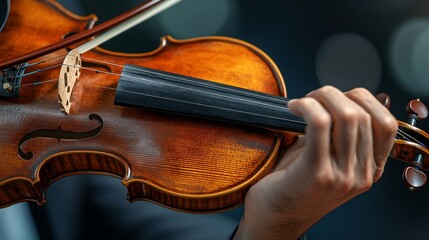 Close-up of a hand playing a violin