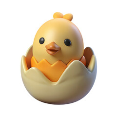 3d-icon-of-a-baby-chick-hatching-from-an-egg  - Transparent Background- Transparent Background