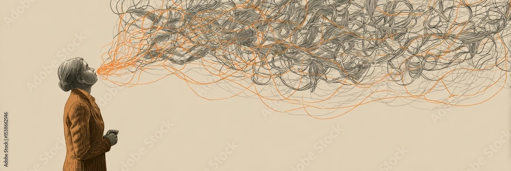Aufkleber Tangled Thoughts Slowly Unraveling Into Peaceful Patterns in a Tranquil Environment