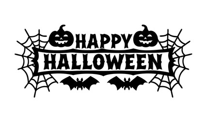 Happy Halloween vector lettering. Handwritten text design. Vector on white background