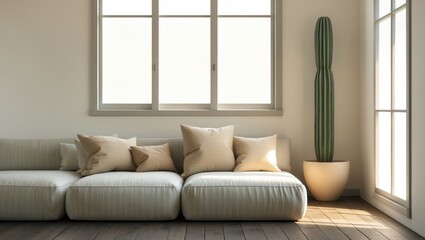 Fototapeta premium Empty space lacking people featuring a luxury sofa in the clinic's waiting area.