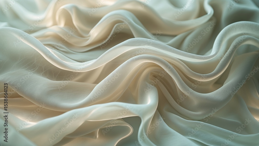 Poster blurred grayscale fabric featuring layered swirls and subtle floral details, producing an ethereal, 
