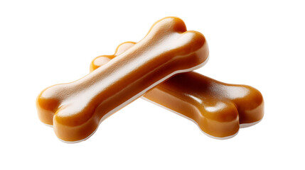 Chewy dog treats in bone shape on a transparent background