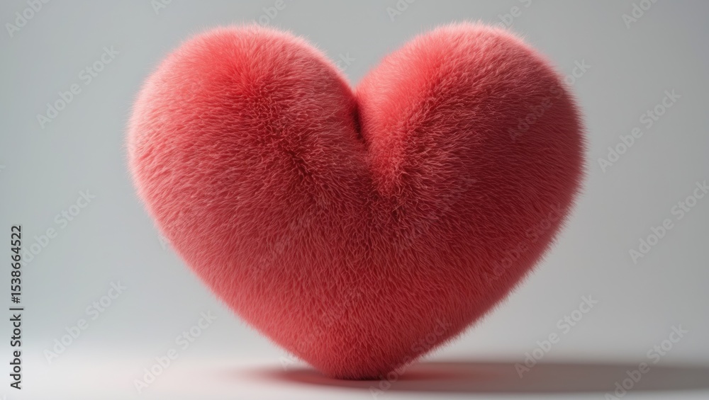 Poster isolated fabric red heart on a plain background