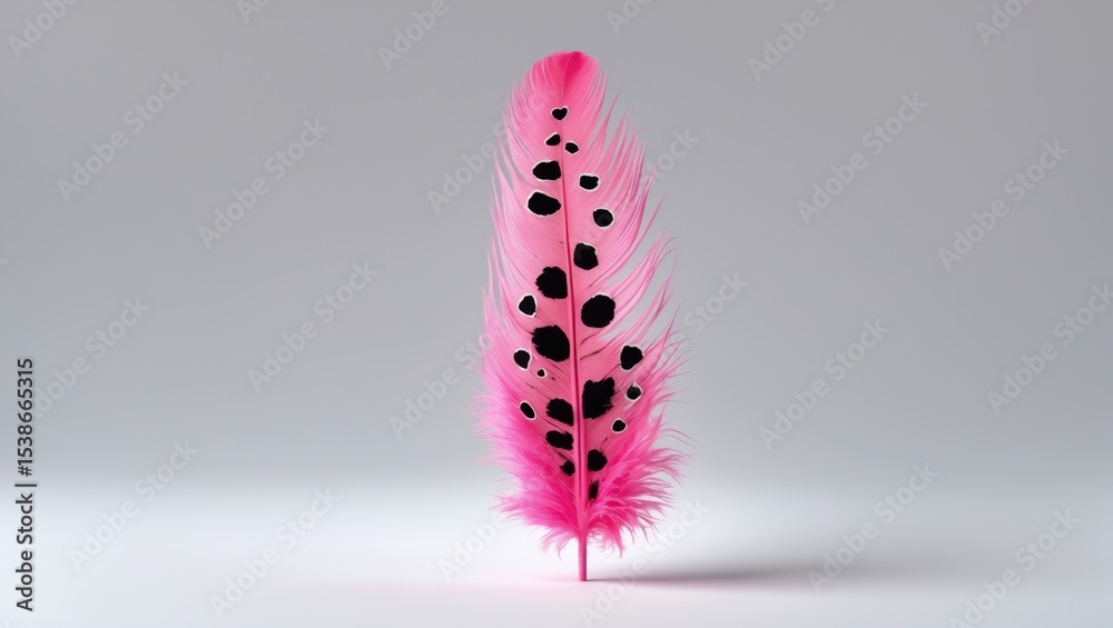 Poster delicate and beautiful feather with an exotic appearance displayed on a white background.