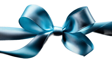 Elegant blue satin ribbon bow with smooth shiny texture