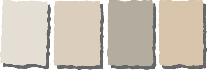 Naklejka premium Four torn paper squares in neutral earth tones beige brown and gray color palette