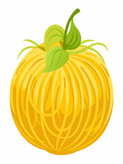 Illustration of a Yellow Spaghetti Squash with Green Leaves a Healthy and Nutritious Vegetable Perfect for Autumn Harvest and Culinary Creations Isolated on White Background