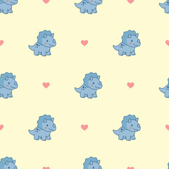 seamless pattern with cute triceratops