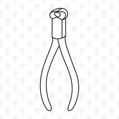Technical nippers, sketch outline silhouette of a dental instrument for prosthetics