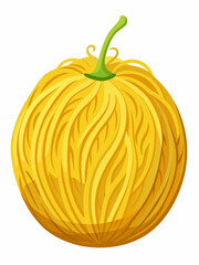 Illustration of a spaghetti squash with a smooth yellow rind and a green stem isolated on a white background perfect for food or autumn themed