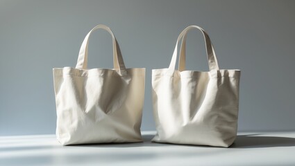 Eco cotton shopping bag mockup blank template on grey background isolated.