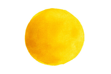 Bright yellow watercolor sun illustration on a transparent background