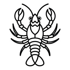 Sea lobster Detailed Line Art Illustration with Raised Claws