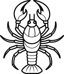 Sea lobster Detailed Line Art