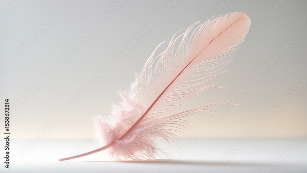 Poster elegant violet feather displayed on a white background