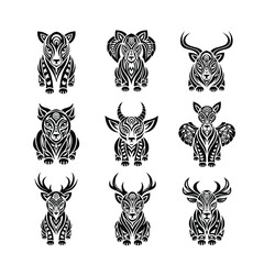 Fototapeta premium Nine tribal style animal designs set