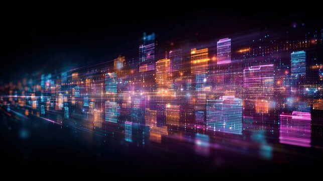 Abstract network grid with files and folders, futuristic software interface, digital document management system, store, search and organize documents, corporate business, paperless office	
