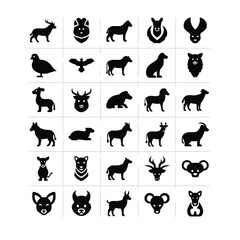 Fototapeta premium Collection of black animal icons silhouettes