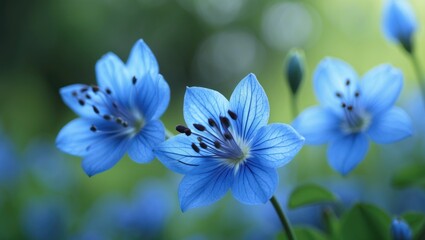 Geranium bohemicum featuring two purple flowers in bloom.