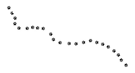 Naklejka premium Playful animal paw prints trail on white background for pet-themed design vector illustration