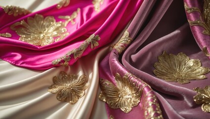 Fuzzy Pink and Purple Pastel Glitter Fabrics with Shine and Texture