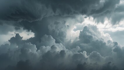 Obraz premium Dark dramatic sky with clouds, natural scenery background.