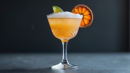 Daiquiri cocktail adorned with a seared lime wheel garnish