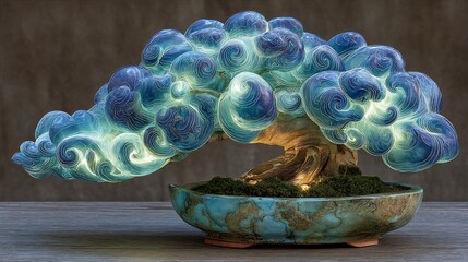 Fototapeta premium Ethereal Bonsai: A Cloud-like Masterpiece