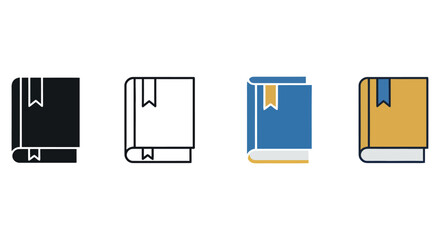 Book icons in minimalist and colorful designs for educational and digital themes vector illustration