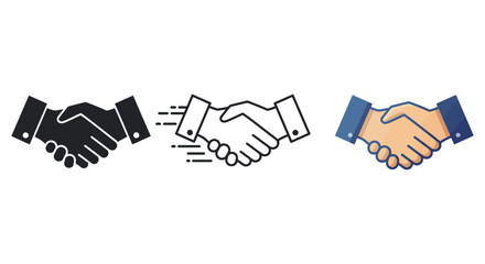 Fototapeta premium Diverse handshake icon set symbolizing unity and agreement for business and communication design vector illustration