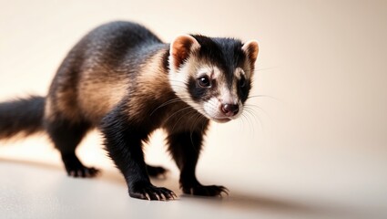 Fototapeta premium A small domesticated ferret used as a pet or for companionship.