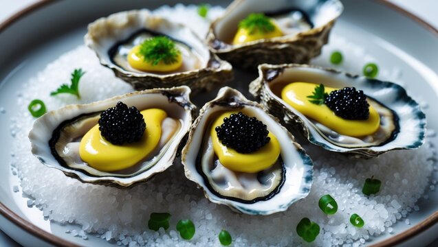 Fine dining oysters presented in a contemporary style