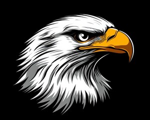 Fototapeta premium Striking Bald Eagle Profile. Majestic Bird of Prey Against Dark Backdrop