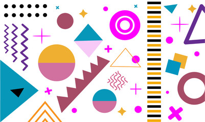 Trendy Memphis Style Geometric Icons Modern Abstract Geometric Shapes Collection